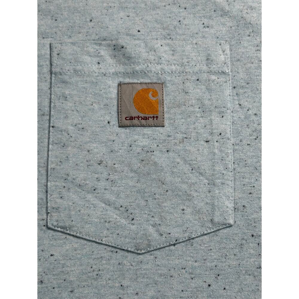 Carhartt Loose Fit Pocket T-Shirt Men's Medium Light Blue Speckled Logo Tee - Picture 4 of 6